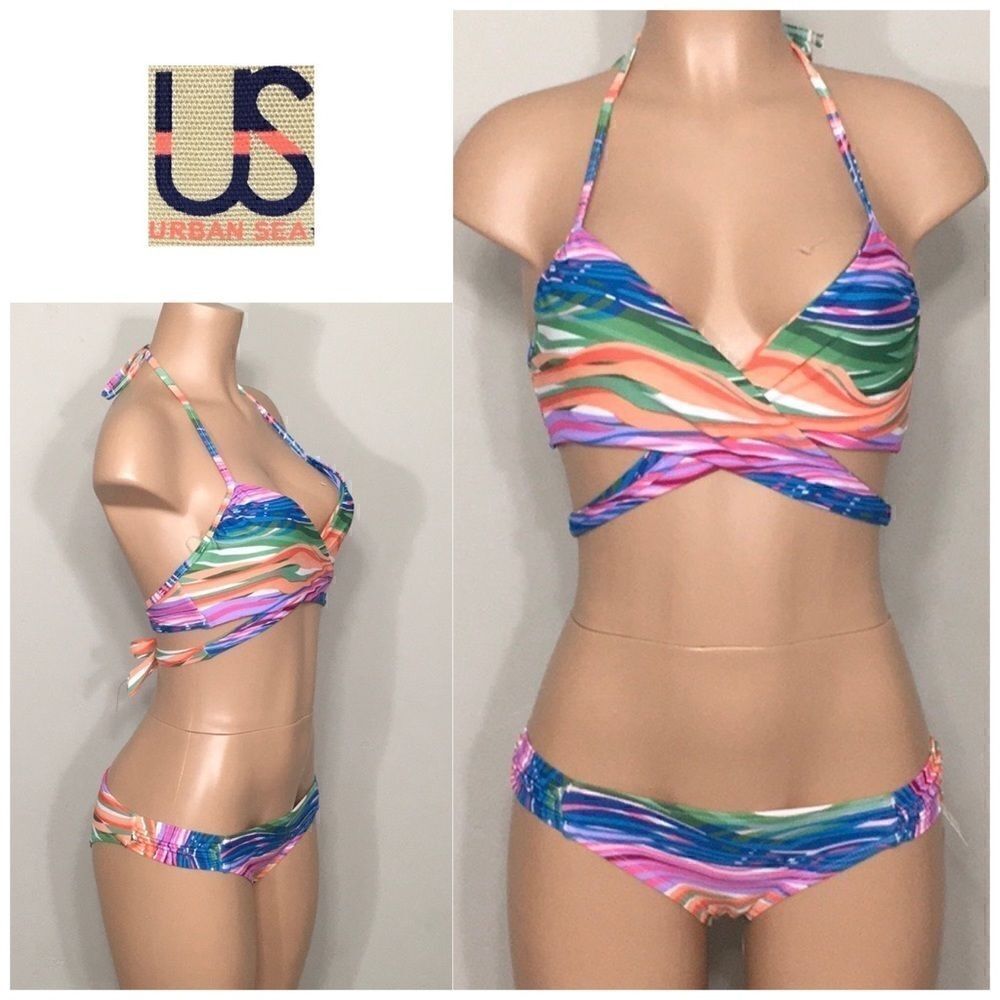 URBAN SEA multi colored wrap bikini.